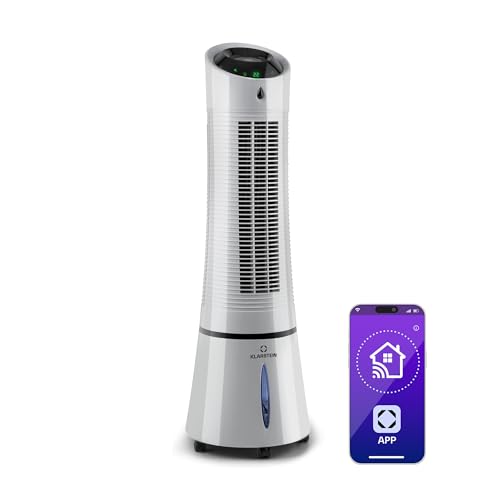 Klarstein 4-in-1: Smart Luftkühler, Ventilator, Luftbefeuchter & Ionisation I 6 L Wassertank, Oszillation, 30 W, 210 m³/h, Timer I Klimagerät ohne Abluftschlauch, Mobiles Klimagerät, Silber Klarstein 4-in-1: Smart Luftkühler, Ventilator, Luftbefeuchter & Ionisation I 6 L Wassertank, Oszillation, 30 W, 210 m³/h, Timer I Klimagerät ohne Abluftschlauch, Mobiles Klimagerät, Silber von Klarstein