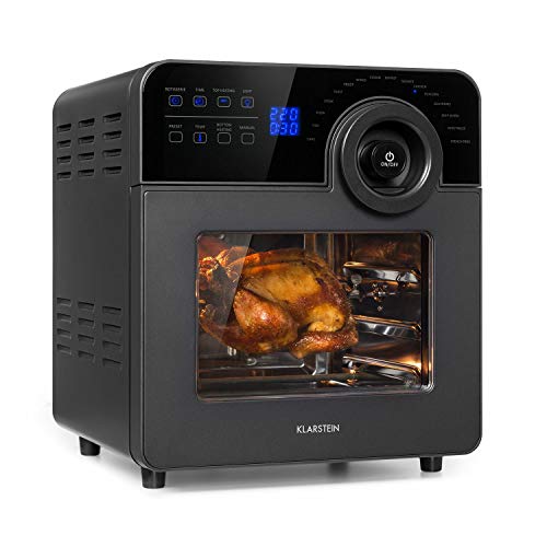 Klarstein AeroVital Cube Chef Heißluftfritteuse - 1700 W Heissluftfriteuse, Airfryer mit Touchscreen, 16 Programme, 50-220 °C, 14 L, ca. 10h Zeitvorwahl, Edelstahl, Schwarz von Klarstein