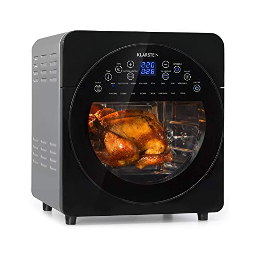 Klarstein AeroVital easy touch Heißluftfritteuse - 1700 W Heissluftfriteuse, Airfryer mit XXL-Volumen: 14 Liter, 16 Programme, Cool touch housing Gehäuse, 60 min Timer, 8 h Dörr-Funktion, metallik von Klarstein