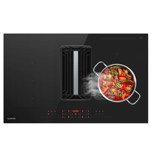 Klarstein AirJet Induktionskochfeld Mit Dunstabzug - 12 kW, Boost 750 m³/h, A++ Effizienz, 9 Stufen, Leise 58 dB, Touch-Bedienfeld, Bridge-Connect, Aktivkohlefilter, Schwarz von Klarstein
