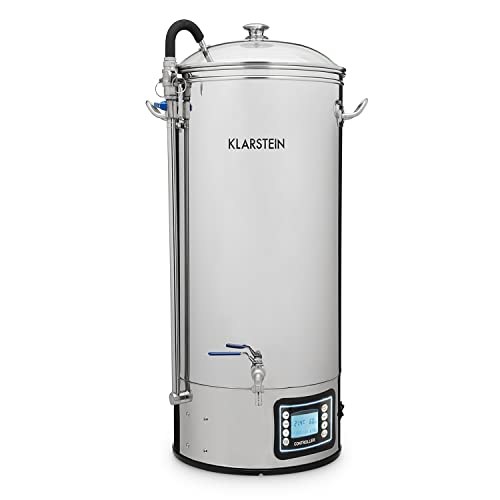 Klarstein Bierbrauset, Bierbrauanlage, Maischekessel zum Bier Brauen, Bier-Selbstbrauset, Selber Bier Brauen Set, Braukessel, Umwälzpumpe, Touch-Panel, Gärbehälter 50 Liter, 3000 W, Edelstahl, Silber von Klarstein