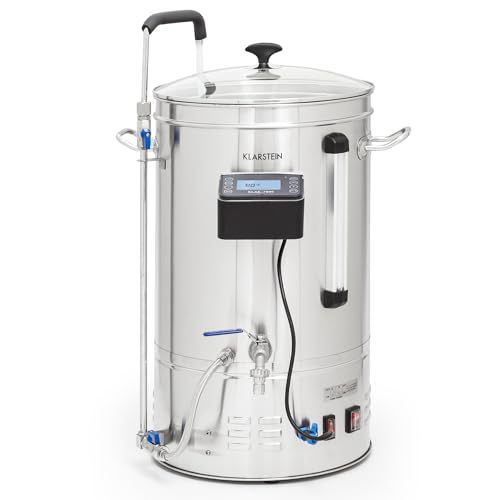 Klarstein Bierbrauset zum Selber Brauen, Edelstahl-Bierbrauset, 35L Bierbrauanlage, Maischekessel Beer Brewing Kit für Anfänger, App-Steuerung, Auto-Modus, Zirkulation Pumpe, 2500W Bier Braukessel von Klarstein