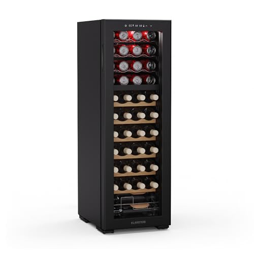 Klarstein Bovella 44 Duo+ Weinkühlschrank – 44 Flaschen, 2 Zonen, 5–18°C, Touch-Bedienung, LED-Beleuchtung, UV-Schutz, freistehend, Weinklimaschrank von Klarstein