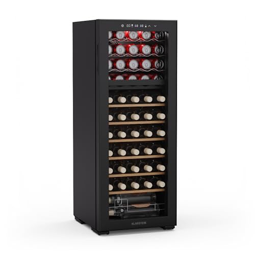 Klarstein Bovella 55 Duo+ Weinkühlschrank – 55 Flaschen, 2 Zonen, 5–18°C, Touch-Bedienung, LED-Beleuchtung, UV-Schutz, Freistehend, Weinklimaschrank von Klarstein