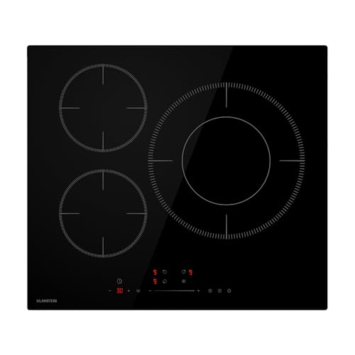 Klarstein Delicatessa Induktionskochfeld - 3-Zonen Induktionsherd, 8,1 kW Boost, Paellazone 32 cm, Schieberegler & Timer, Kindersicherung, VTC-Glas, 60 cm Breite von Klarstein