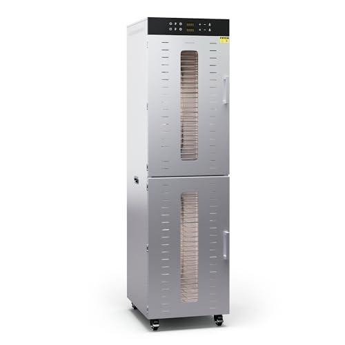 Klarstein Dörrautomat Edelstahl – 4.000-W-Dörrgerät, 48 Edelstahl-Einlegeböden, 30–90 °C, 24-Stunden-Timer, 6 Ventilatoren, 2 Trockenkammern, 50–55 dB, ideal für Obst, Gemüse, Fleisch, Kräuter, Silber Klarstein Dörrautomat Edelstahl – 4.000-W-Dörrgerät, 48 Edelstahl-Einlegeböden, 30–90 °C, 24-Stunden-Timer, 6 Ventilatoren, 2 Trockenkammern, 50–55 dB, ideal für Obst, Gemüse, Fleisch, Kräuter, Silber von Klarstein