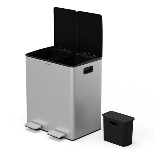 Klarstein EcoVista Mülleimer - 2 Fächer, 40L Küchen-Abfalleimer mit 3L Kompostbehälter, Soft-Close, Edelstahl, Mülltrennsystem Klarstein EcoVista Mülleimer - 2 Fächer, 40L Küchen-Abfalleimer mit 3L Kompostbehälter, Soft-Close, Edelstahl, Mülltrennsystem von Klarstein