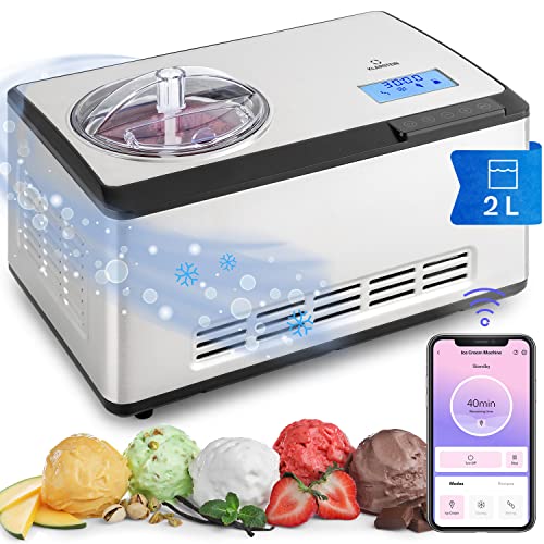 Klarstein Eismaschine, Softeismaschine für Joghurt, Softeis & Frozen Yogurt, Ice Cream Maker mit WiFi/App-Funktion, Eismaschine mit Kompressor, Selbstkühlend, Hausgemachtes Speiseeis & Sorbet, 180W von Klarstein