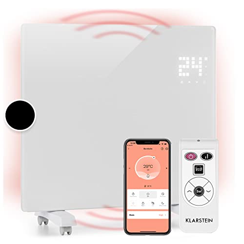 Klarstein Elektroheizung, Konvektor-Heizung mit Bodenrollen, Mobile Energiesparend, Leise Elektrisch, Standgerät Heizkörper mit Thermostat & App-Steuerung, 1000 W von Klarstein