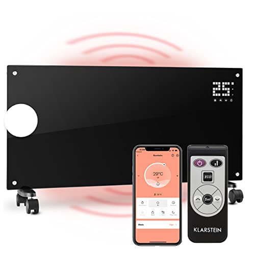 Klarstein Elektroheizung, Konvektor-Heizung mit Bodenrollen, Mobile Energiesparend, Leise , Standgerät Heizkörper Elektrisch mit Thermostat & App-Steuerung, 2000 W von Klarstein