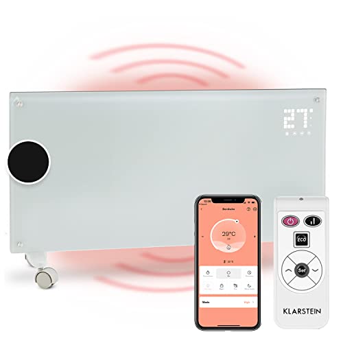 Klarstein Elektroheizung, Konvektor-Heizung mit Bodenrollen, Mobile Energiesparend, Leise, Standgerät Heizkörper Elektrisch mit Thermostat & App-Steuerung, 2000 W von Klarstein