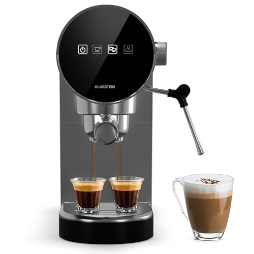 Klarstein Espresso Siebträgermaschine mit Milchaufschäumer, 0,9L Retro Mini-Espressomaschine mit Siebträger, 1360 Watt Kaffeemaschine Klein, Kaffeemaschine für Cappuccino, Latte & Macchiato von Klarstein