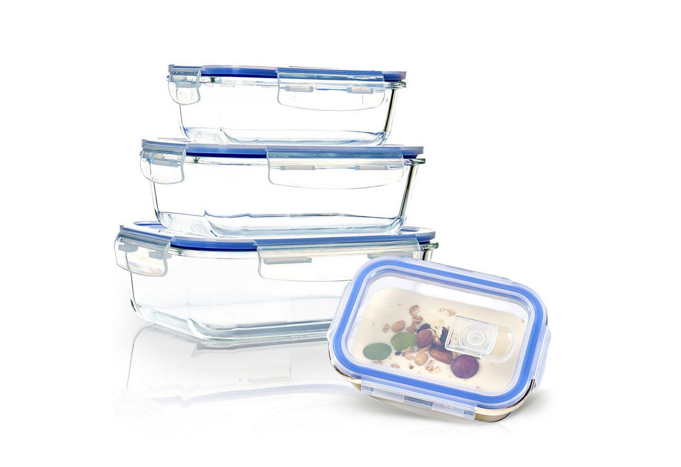 Klarstein Frischhaltedose Rechteckige Glasbox, Glas, (Set) von Klarstein