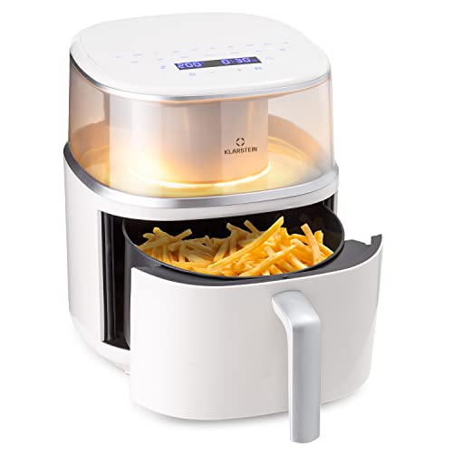 Klarstein Heißluftfriteuse, XL Air Fryer zum Frittieren, Friteuse mit Dampffunktion, Temperaturwahl und 16 Programme, Airfryer zum Luftfritieren, Heißluftfriteuse ohne Öl 1500 W, 7,5 Liter von Klarstein