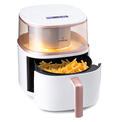 Klarstein Heißluftfriteuse, XL Air Fryer zum Frittieren, Friteuse mit Dampffunktion, Temperaturwahl und 16 Programme, Airfryer zum Luftfritieren, Heißluftfriteuse ohne Öl 1500 W, 7,5 Liter von Klarstein