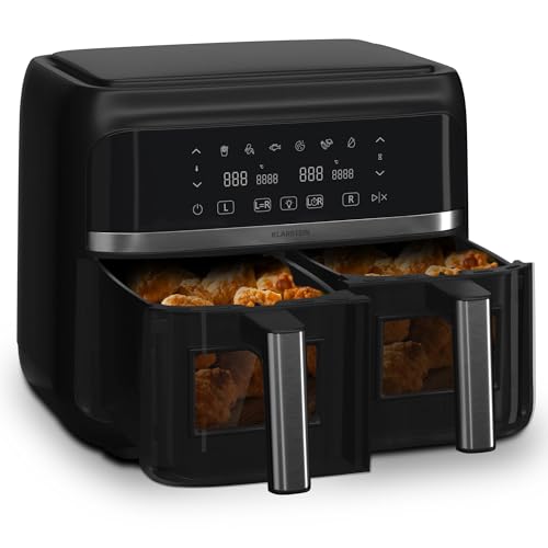 Klarstein Heißluftfritteuse, Airfryer mit 2 Kammern, 2850W Kompakte Heißluftfritteuse, 7,6L Luft-Friteuse mit Touch-Bedienfeld, Timer, Vorheizen, 6 Modi, Große Heissluftfriteuse, Air Fryer XL Klarstein Heißluftfritteuse, Airfryer mit 2 Kammern, 2850W Kompakte Heißluftfritteuse, 7,6L Luft-Friteuse mit Touch-Bedienfeld, Timer, Vorheizen, 6 Modi, Große Heissluftfriteuse, Air Fryer XL von Klarstein