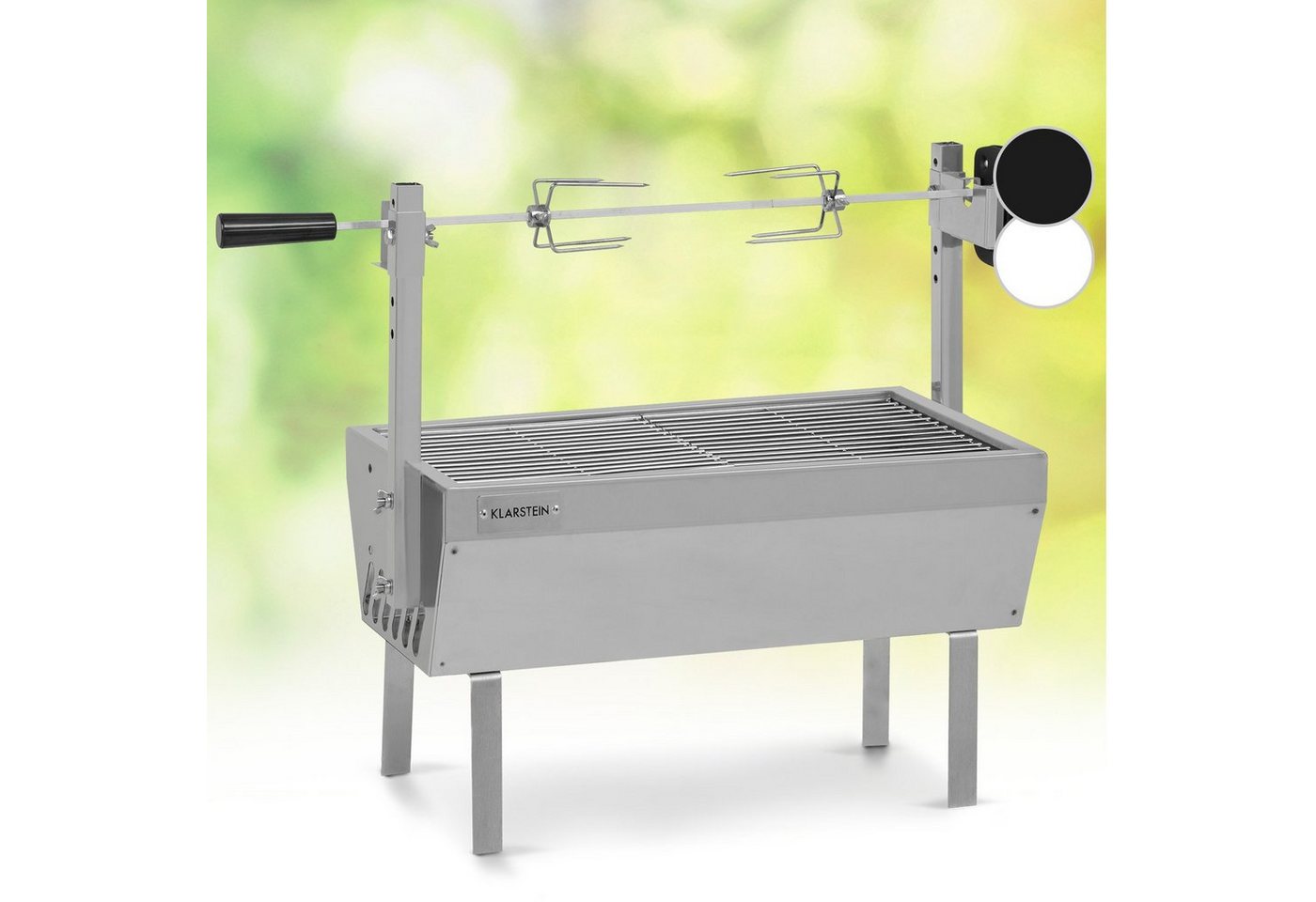 Klarstein Holzkohlegrill Sauenland Mini, Set, Grillspieß mit Motor Grill Drehspieß mit Motor Spanferkel Grill von Klarstein