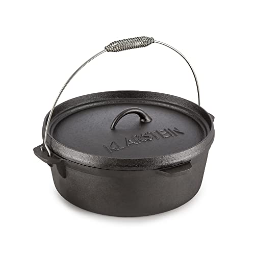 Klarstein Hotrod 145 - Dutch Oven , Gusstopf , BBQ-Topf , Volumen: 12 qt / 11,4 Liter , Kochen, Braten oder Backen , im offenen Feuer, auf dem Rost oder am Schwenkgrill , eingebrannt , schwarz von Klarstein