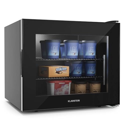 Klarstein IceAge 88 Mini Gefrierschrank, 88 L, Einstellbare Temperatur 0 bis -18 °C, Energieeffizient, LED-Innenbeleuchtung, 3 Einlegeböden, Kompakte Gefriertruhe, Kleine Design-Gefriertruhe, Schwarz von Klarstein
