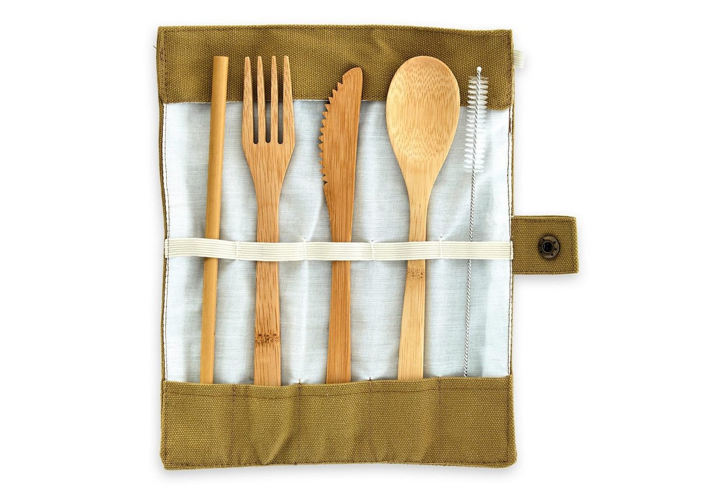 Klarstein Kochbesteck-Set Reisebesteck mit brauner Tasche von Klarstein