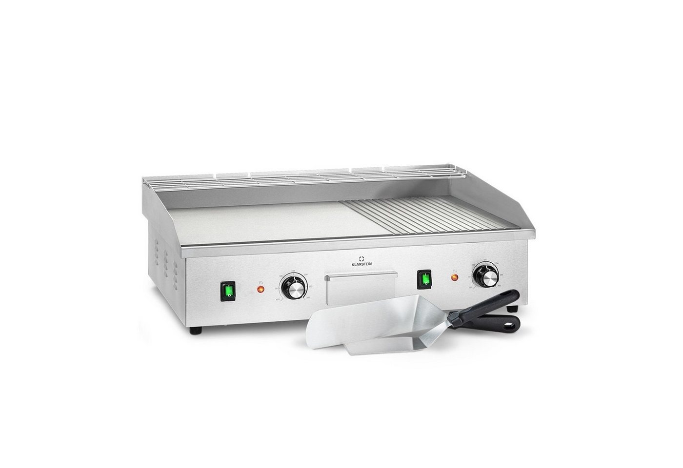 Klarstein Kontaktgrill Grillmeile 4400, 4400 W, Elektrogrill Plancha 2x2200W Grillplatte Edelstahl von Klarstein