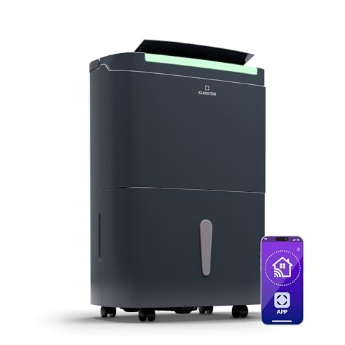 Klarstein DryFy Connect 50L Smart Luftentfeuchter - 50L/24h, WiFi App-Steuerung, 7L Tank, Timer, Elektrischer Entfeuchter für Räume 45-55m², Automatische Abschaltung, Tragbar, Anthrazit von Klarstein
