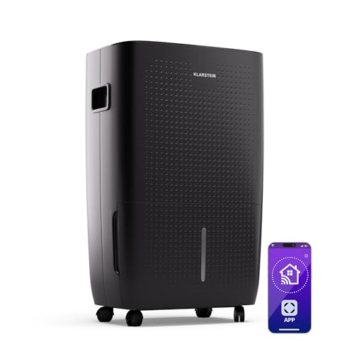 Klarstein DryFy Connect 60L Luftentfeuchter, 60L/24h, WiFi App Steuerung, 8L Tank, Timer, Elektrischer Entfeuchter für Räume 45-65m², Automatische Abschaltung, Tragbar, Anthrazit von Klarstein