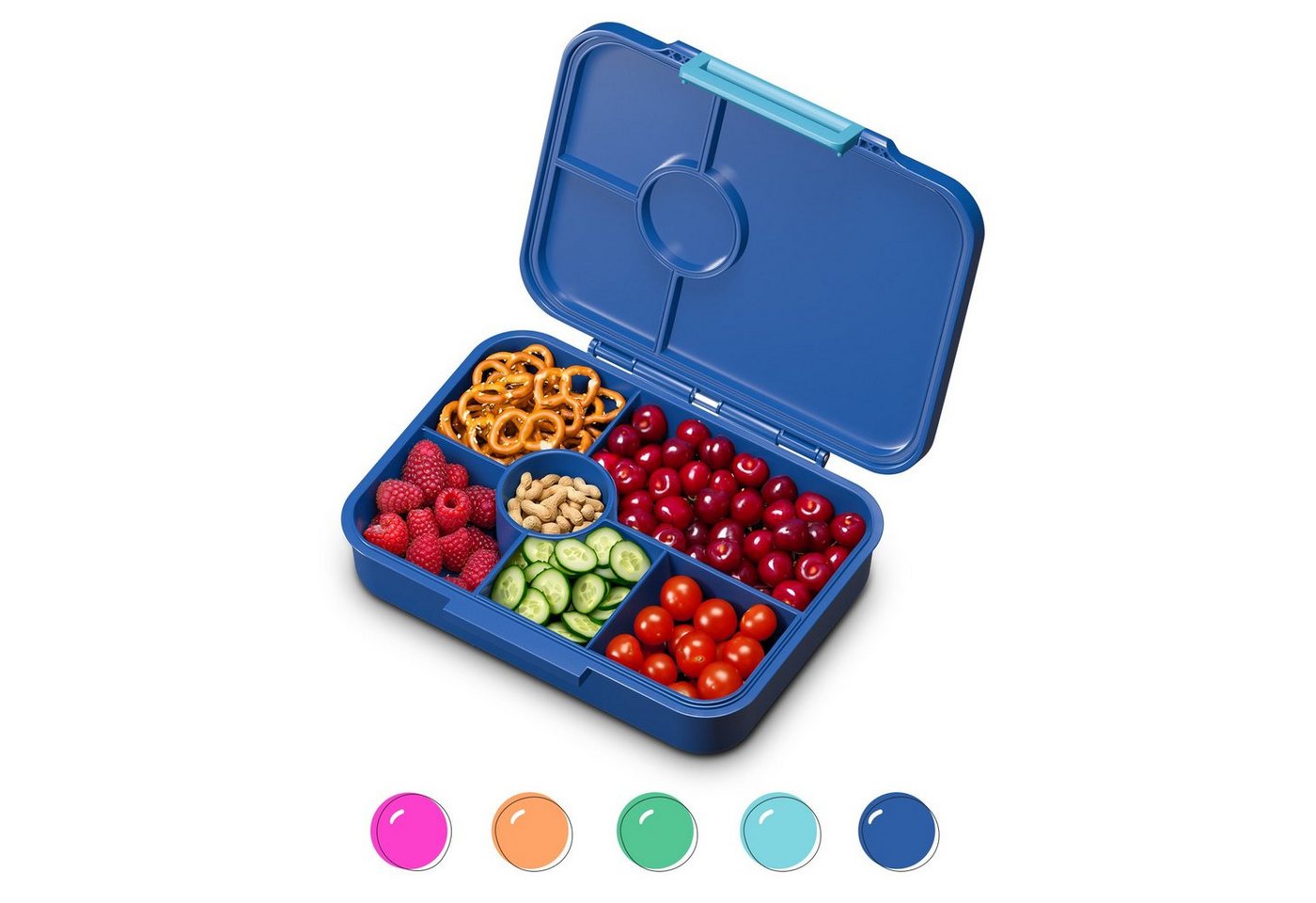 Klarstein Frischhaltedose Lite Lunchbox 6 Fächer 20,8 x 4,5 x 15 cm, Tritan, Silikon, (Packung, 8-tlg) von Klarstein