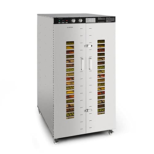 Klarstein Master Jerky - Dörrautomat, Dehydrator stufenlos regelbare Temperatur von 40-90 °C, 15h-Timer, DigiSet Control, 24 Einschübe aus Edelstahl, Dörrgerät mit 5850W, silber von Klarstein