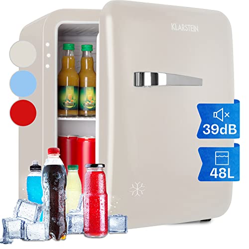 Klarstein Mini Kühlschrank für Zimmer, 48L Mini-Kühlschrank für Getränke & Kosmetik, Kleine Minibar, Kühlschrank Klein & Leise, Verstellbare Ablage, Kleiner Skincare Kühlschrank 0-10°C von Klarstein