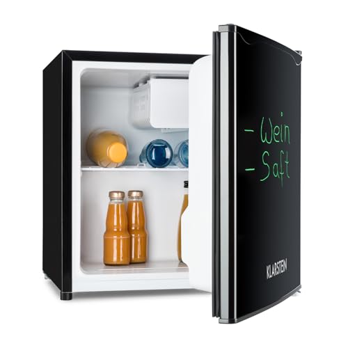Klarstein Spitzbergen – Kühlschrank, Energieeffizienzklasse E, Gefrierfach, ZestfulART Design: Beschreibbare Tür inklusive Marker, 2 Türfächer, Schwarz, 46 l von Klarstein