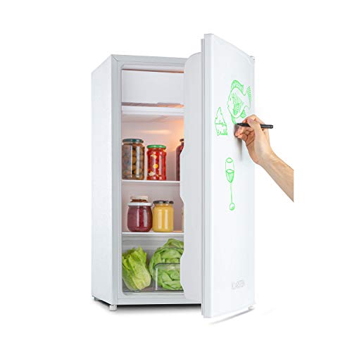 Klarstein Spitzbergen – Kühlschrank, Energieeffizienzklasse E, Gefrierfach, ZestfulART Design: Beschreibbare Tür inklusive Marker, 2 Türfächer, Weiß, 90 l von Klarstein