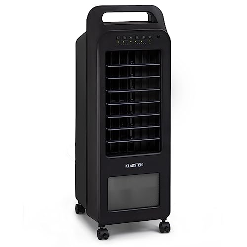 Klarstein Mobiler Luftkühler, 4-in-1 Air Cooler, Leiser Ventilator, Luftbefeuchter & Nachtmodus, Klimagerät ohne Abluftschlauch, Mobiles Klimagerät mit Wasserkühlung, 45 W, 132 m³/h Luftstrom, Schwarz von Klarstein