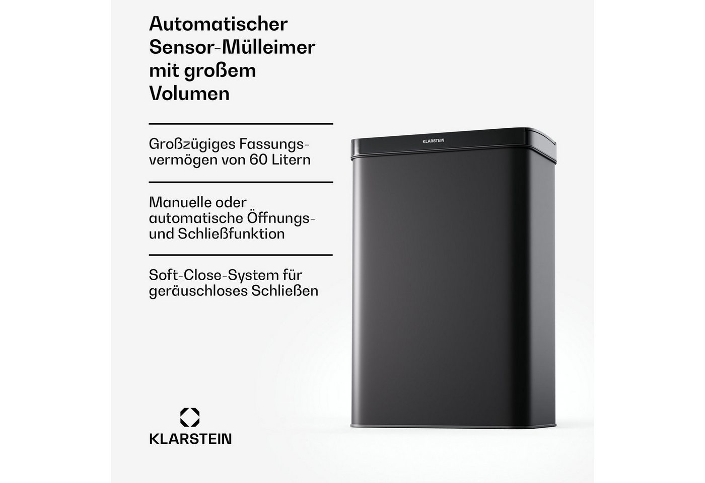 Klarstein Mülleimer Touchless sensor bin, Sensor Trash Bin Garbage Müll Geräuschlos 60 L Klarstein Mülleimer Touchless sensor bin, Sensor Trash Bin Garbage Müll Geräuschlos 60 L von Klarstein