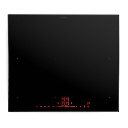 Klarstein NanoGlow Induktionskochfeld 60 cm - 4-Zonen-Induktionsherd mit Flexzonen und Boost, Verdecktes Display, Kindersicherung, 7.400 W, Nanobeschichtetes Glas, BBQ-Modus, Schwarz von Klarstein