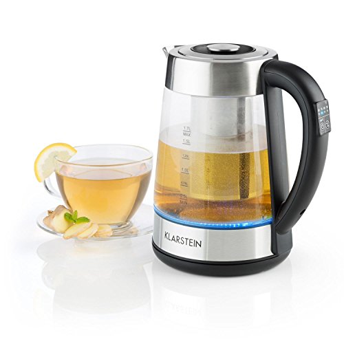 Klarstein Ostfriese - Wasserkocher, Teekocher, herausnehmbares Teesieb, 1,7 Liter, 2200 W, 4 einstellbare Temperaturstufen, Cool-Touch, Edelstahl & Glas von Klarstein