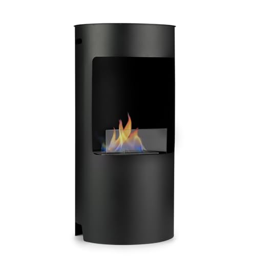 Klarstein Phantasma NIRO - Ethanol-Kamin, Standkamin, Sicherheitsbrenner mit 1,5 L, 3,5 Stunden Brenndauer, 25-30 m², Löschhilfe, geruchsneutral, Sicherheitsglas, schwarz von Klarstein
