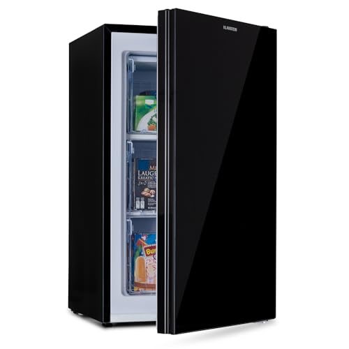 Klarstein Pluto Gefrierschrank - 1 Kühlzone, Thermostat mit 5 Stufen, 0 bis -18 °C, mit Glasfront, höhenausgleichende Füße, geräuscharmer Betrieb, 60 Liter Gesamtvolumen, schwarz von Klarstein