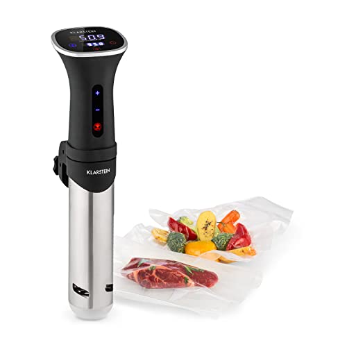 Klarstein Sous Vide Garer, Effizienter Sous Vide Stick, Sous-Vide-Garer, Sous Vide Garer Stick, 1200 W, 20-95°C, Timer, App-Steuerung, Touch-Display, 3D Circulation, 10-15 Liter, Edelstahl, Schwarz von Klarstein