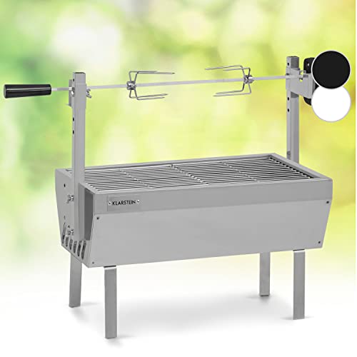 Klarstein 2-in-1 Rotisserie Grill mit Motor, Mini, mit Drehspieß, Elektrischer Spießgrill für Hähnchen & Spanferkel, Spieß Grill mit Edelstahl-Rost, Holzkohlegrill mit Rollen von Klarstein