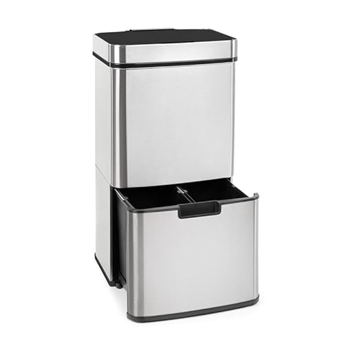 Klarstein Royal Trash Sensor-Mülleimer, 72 L Volumen in 4 Behältern, Restmüll & Recycling-Abfälle: 43 & 2 x 12,5 L, Bio-Eimer mit Deckel: 4 L, automatisches Öffnen und Schließen, Silber Klarstein Royal Trash Sensor-Mülleimer, 72 L Volumen in 4 Behältern, Restmüll & Recycling-Abfälle: 43 & 2 x 12,5 L, Bio-Eimer mit Deckel: 4 L, automatisches Öffnen und Schließen, Silber von Klarstein