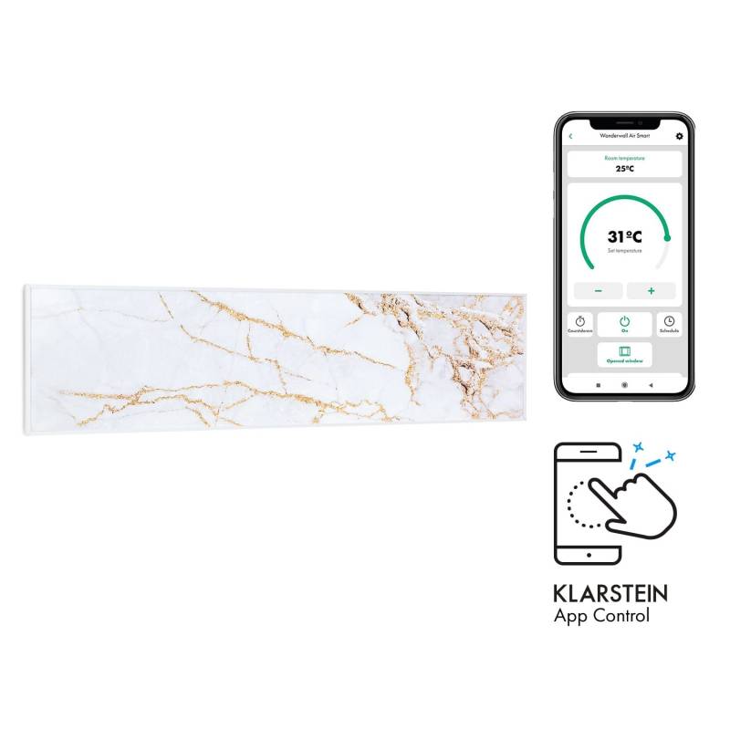 Klarstein Wonderwall Air Art Smart Infrarotheizung 120x30 cm 350 W Wandinstallation App-Steuerung Motiv Marmor Weiß Klarstein Wonderwall Air Art Smart Infrarotheizung 120x30 cm 350 W Wandinstallation App-Steuerung Motiv Marmor Weiß von Klarstein