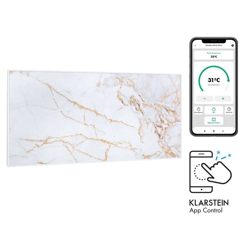 Klarstein Wonderwall Air Art Smart Infrarotheizung 120x60 cm 700 W Wandinstallation App-Steuerung Motiv Marmor Weiß Klarstein Wonderwall Air Art Smart Infrarotheizung 120x60 cm 700 W Wandinstallation App-Steuerung Motiv Marmor Weiß von Klarstein