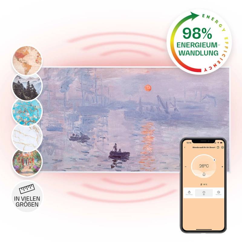 Klarstein Wonderwall Air Art Smart Infrarotheizung 120x60 cm 700 W Wandinstallation App-Steuerung Motiv Sonnenaufgang Weiß Klarstein Wonderwall Air Art Smart Infrarotheizung 120x60 cm 700 W Wandinstallation App-Steuerung Motiv Sonnenaufgang Weiß von Klarstein