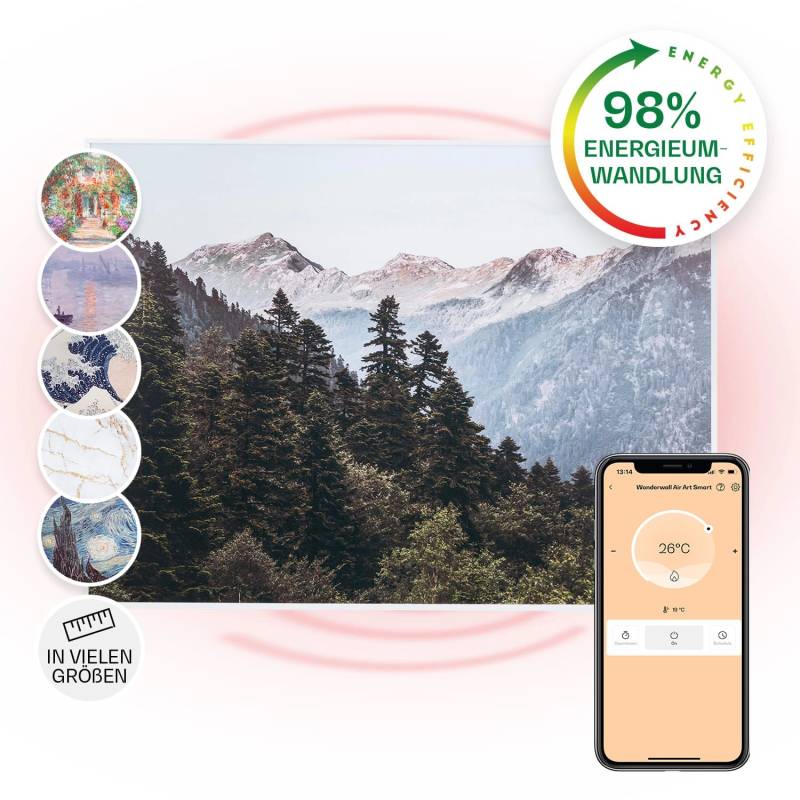 Klarstein Wonderwall Air Art Smart Infrarotheizung 80x60 cm 500 W Wandmontage App-Steuerung Motiv Berg Weiß Klarstein Wonderwall Air Art Smart Infrarotheizung 80x60 cm 500 W Wandmontage App-Steuerung Motiv Berg Weiß von Klarstein