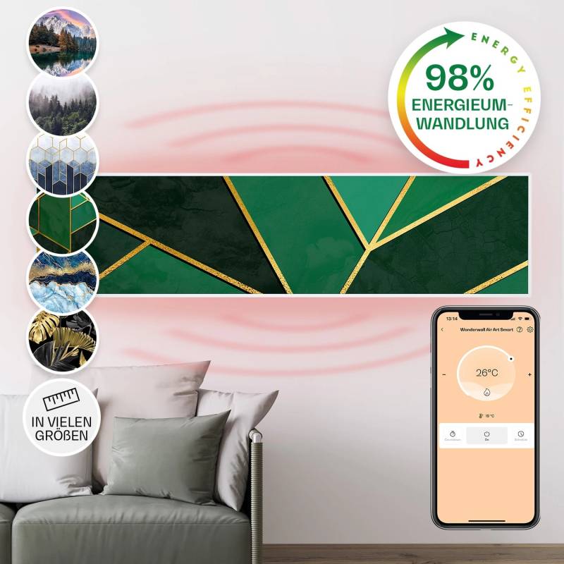 Klarstein Wonderwall Air Art Smart Infrarotheizung Wandinstallation App-Steuerung Motiv Grüne Linie 120x30 cm 350 W Weiß Klarstein Wonderwall Air Art Smart Infrarotheizung Wandinstallation App-Steuerung Motiv Grüne Linie 120x30 cm 350 W Weiß von Klarstein