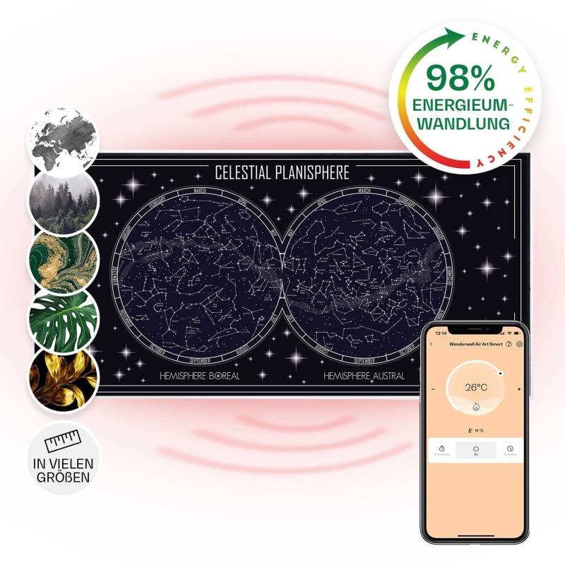 Klarstein Wonderwall Air Art Smart Infrarotheizung Wandinstallation App-Steuerung Motiv Himmelskarte 120x60 cm 700 W Weiß Klarstein Wonderwall Air Art Smart Infrarotheizung Wandinstallation App-Steuerung Motiv Himmelskarte 120x60 cm 700 W Weiß von Klarstein