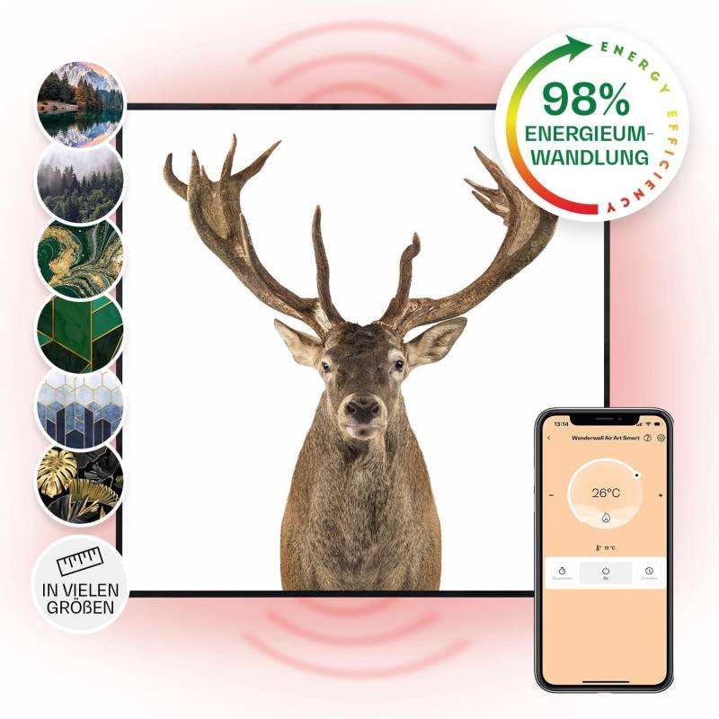 Klarstein Wonderwall Air Art Smart Infrarotheizung Wandinstallation App-Steuerung Motiv Hirsch 60x60 cm 350 W Schwarz Klarstein Wonderwall Air Art Smart Infrarotheizung Wandinstallation App-Steuerung Motiv Hirsch 60x60 cm 350 W Schwarz von Klarstein