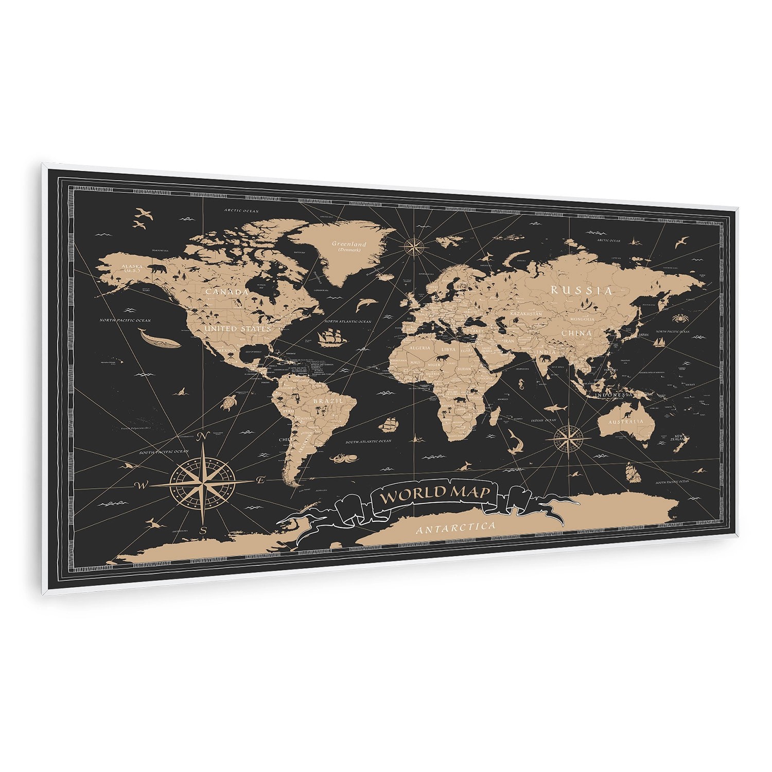 Klarstein Wonderwall Air Art Smart Infrarotheizung Wandinstallation App-Steuerung Motiv Nachtkarte 120x60 cm 700 W Weiß von Klarstein