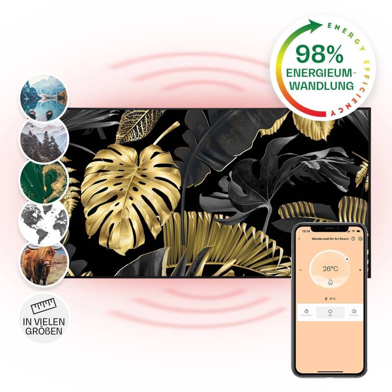 Klarstein Wonderwall Air Art Smart Infrarotheizung Wandinstallation App-Steuerung Motiv Schwarzes Blatt 120x60 cm 700 W Schwarz Klarstein Wonderwall Air Art Smart Infrarotheizung Wandinstallation App-Steuerung Motiv Schwarzes Blatt 120x60 cm 700 W Schwarz von Klarstein